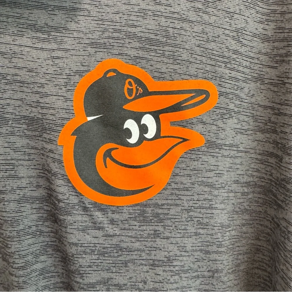 Baltimore Orioles Baseball Gray Polo Short‎ Sleeve Shirt with Logo, size XL